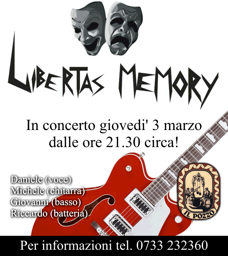 Libertas Memory giovedi’ 3 marzo!